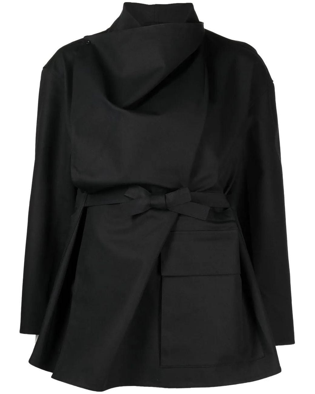 JNBY Black Asymmetrical Layered Tie-Waist Jacket