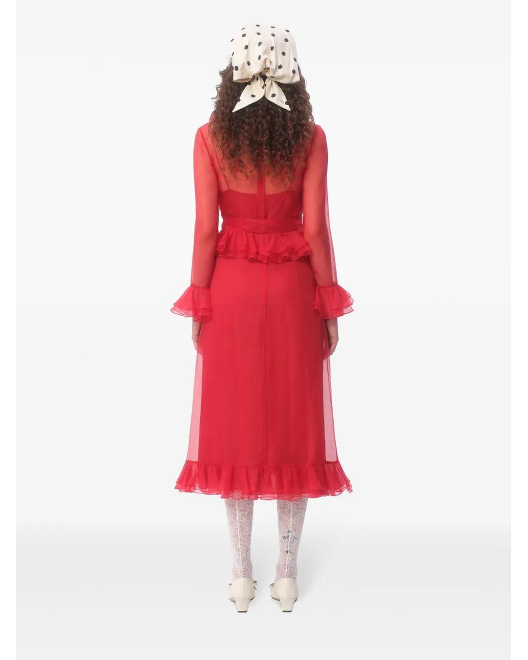 Valentino Garavani Red Organza Midi Dress