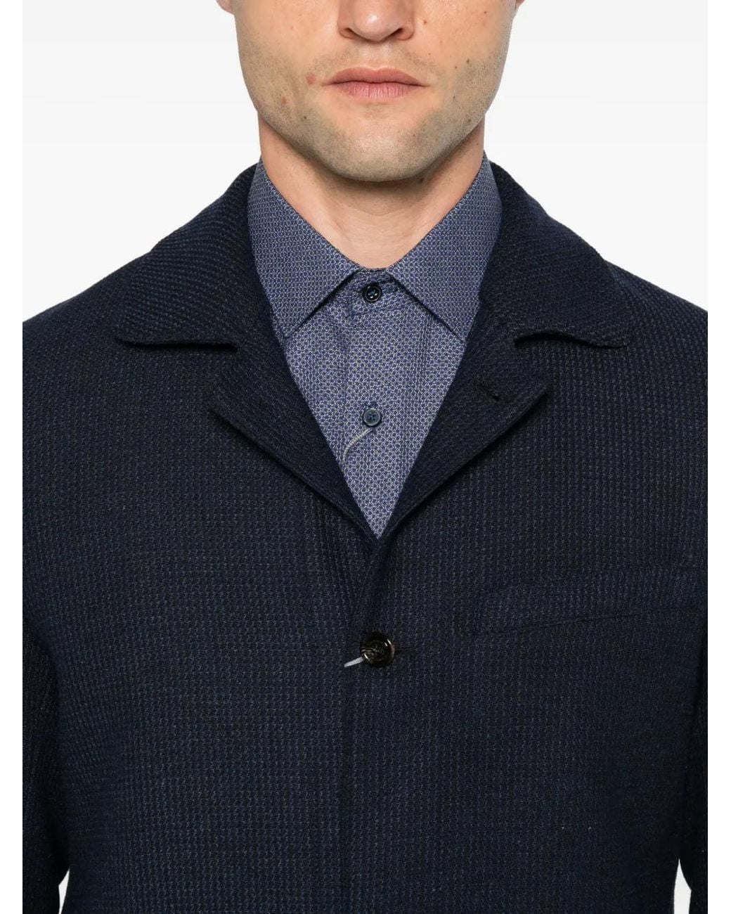 Carducci Blue Wool Single-Breasted Blazer for men