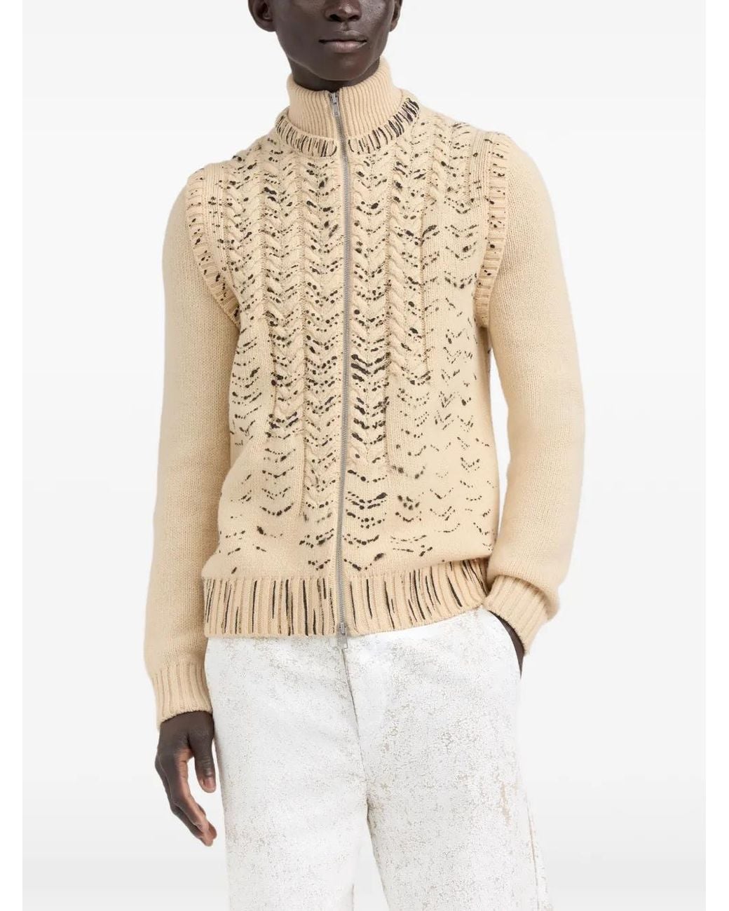 Maison Margiela Natural Virgin Wool Cardigan for men