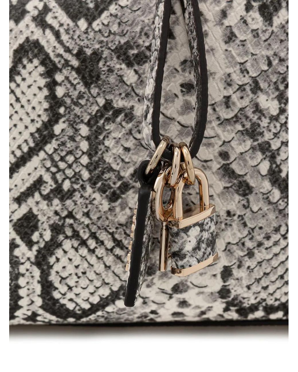 Guess White Snakeskin-Effect Tote Bag