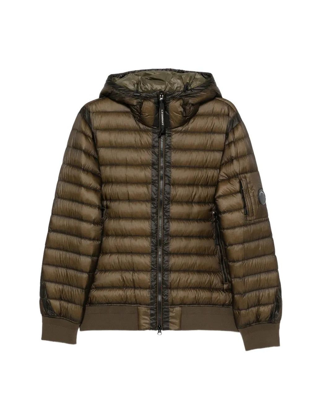 C P Company Green Quilted Hooded Jacket for men