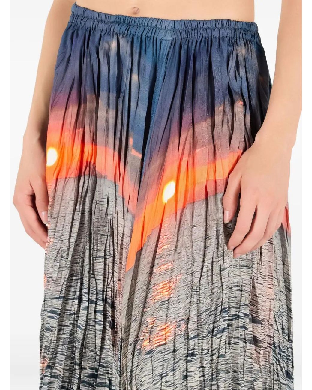 Roberto Cavalli Blue Silk Midi Skirt