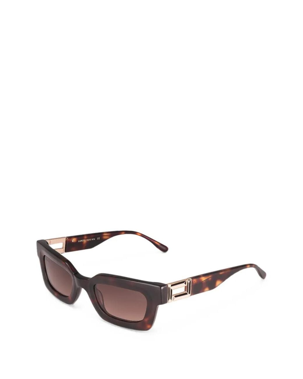 Lancel Brown Tortoiseshell-Effect Rectangle-Frame Sunglasses