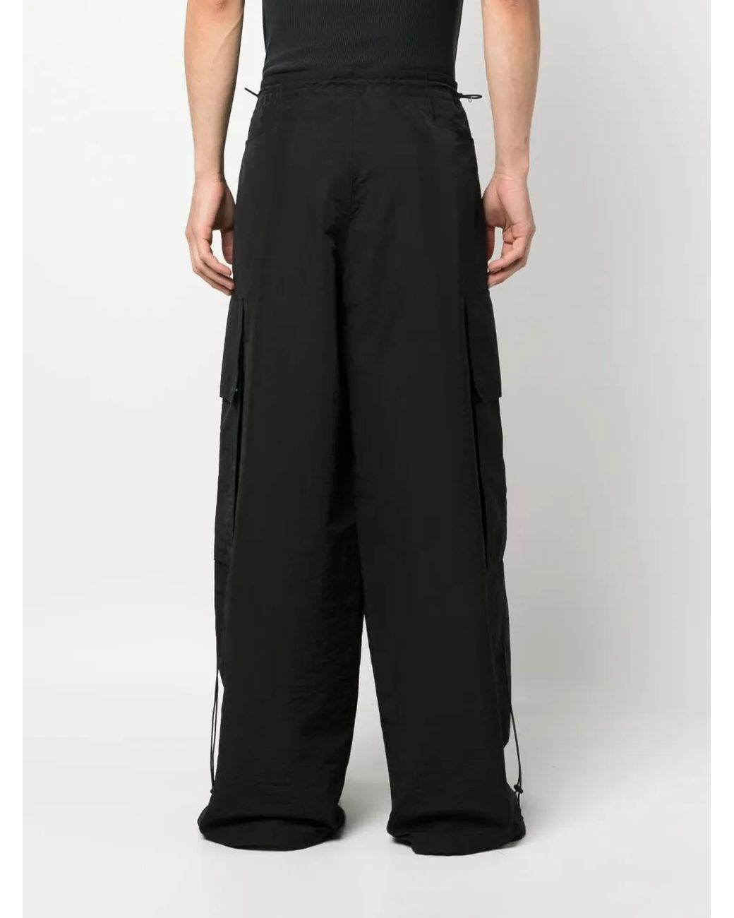 Palm Angels Black Pa Monogram-Embroidery Wide-Leg Trousers for men