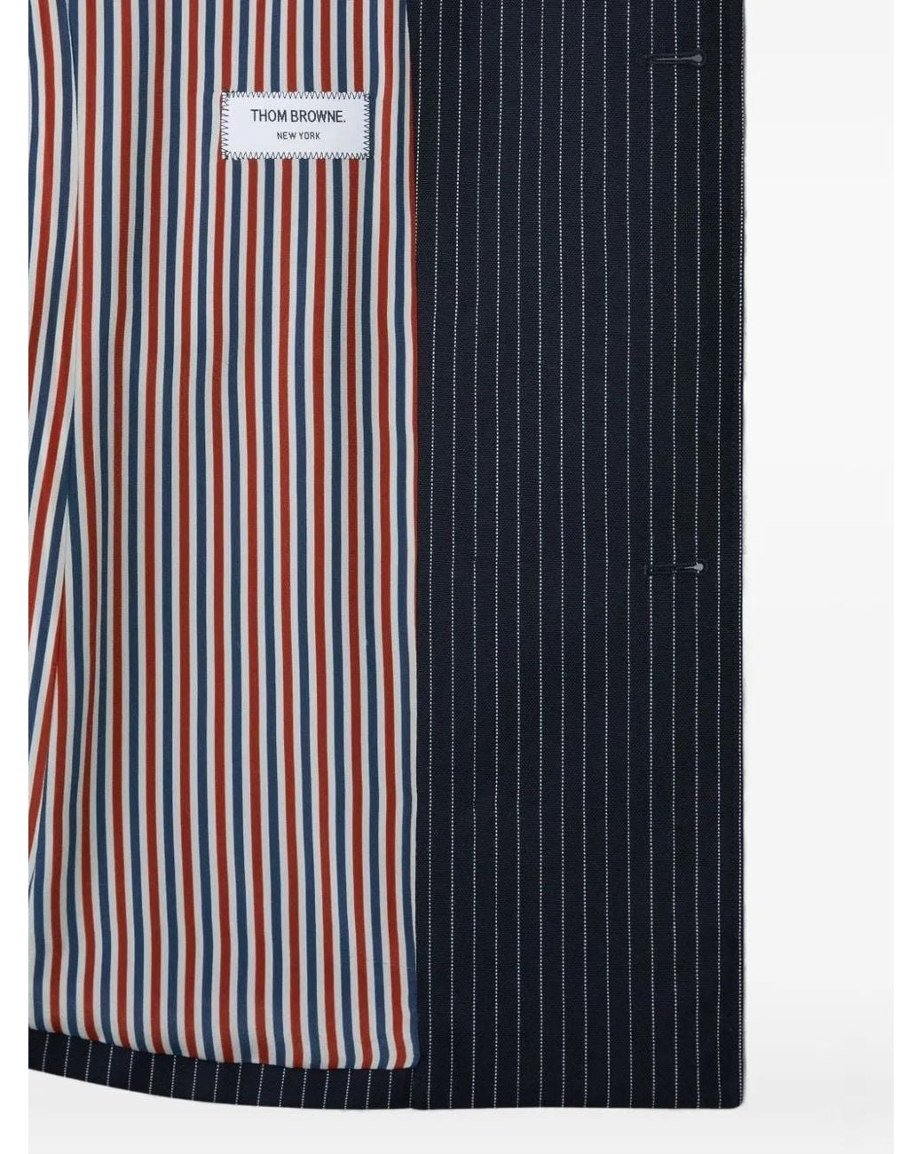 Thom Browne Blue Pinstripe High Twist Wool Sack Sportcoat Dress