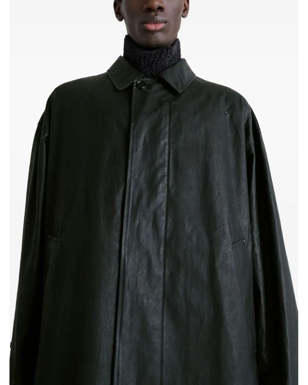 Lemaire Black Hooded Raincoat for men