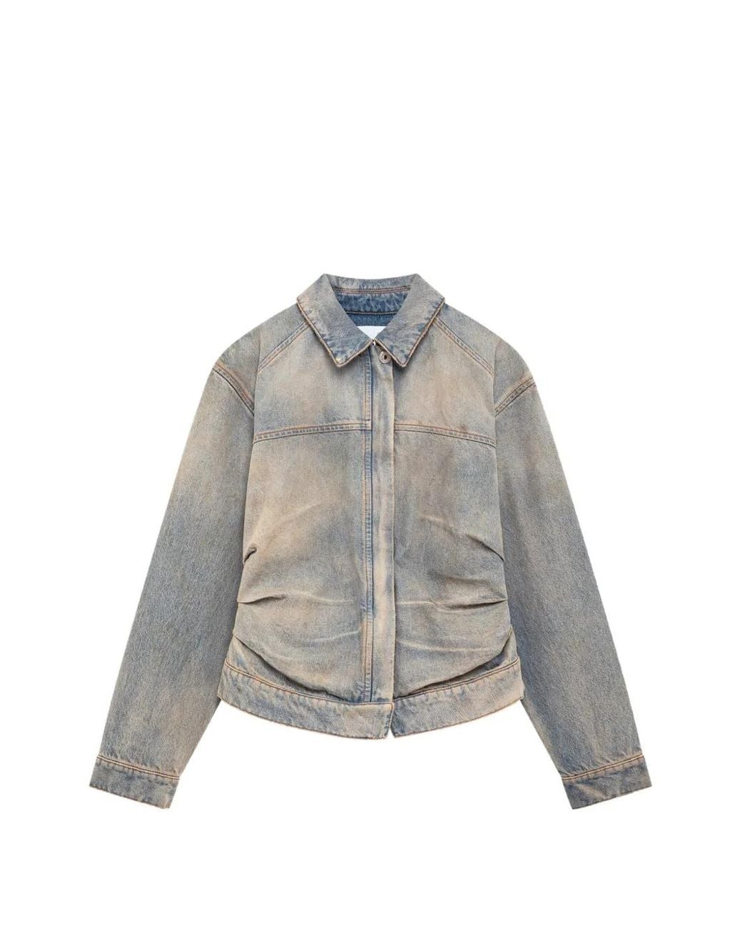MSGM Gray Faded Pleated Denim Jacket