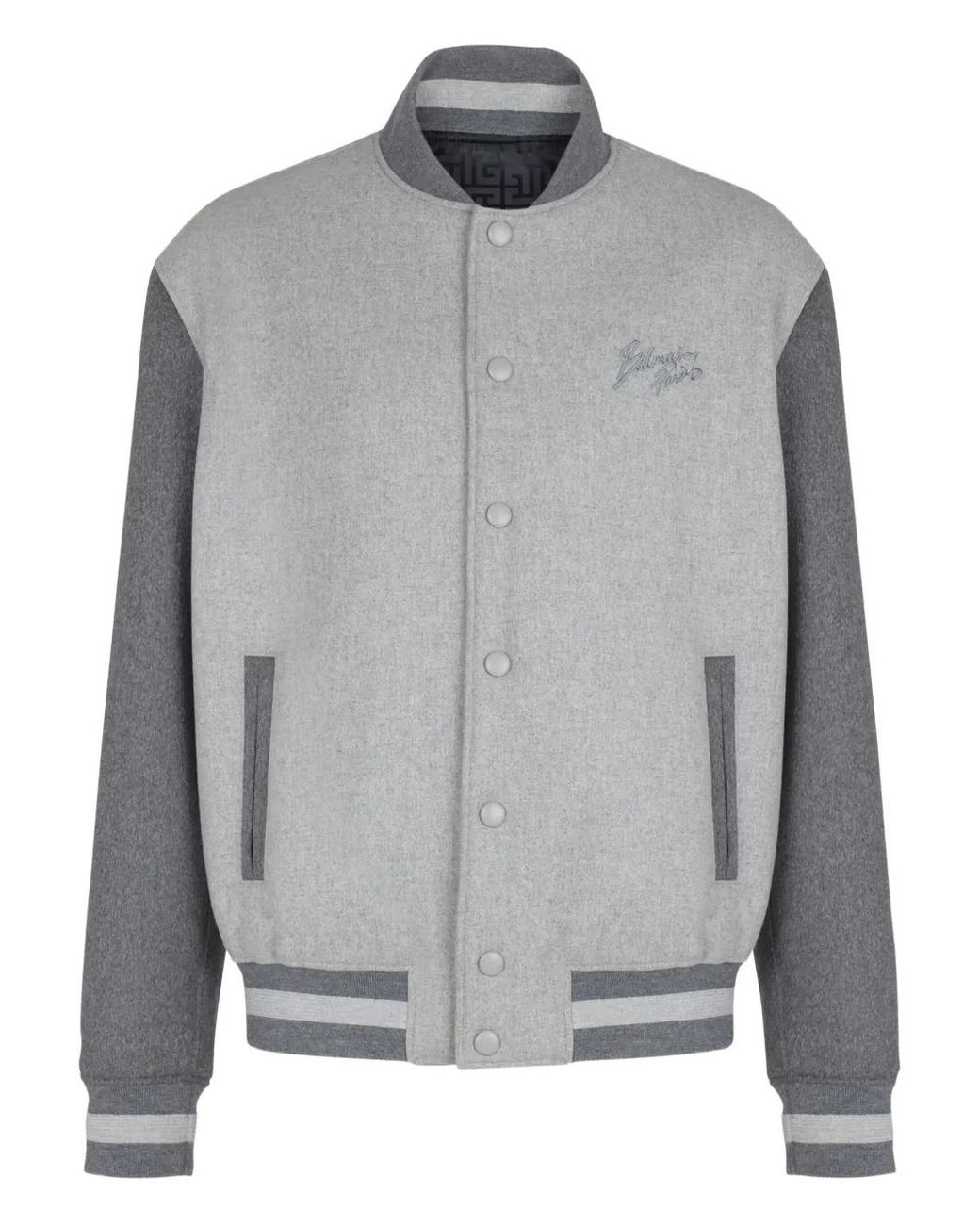 Balmain Gray Button-Down Bomber Jacket for men