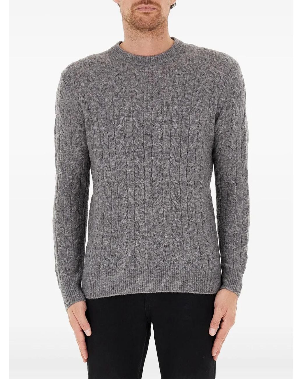 Ballantyne Gray Ribbed-Knit Jumper for men