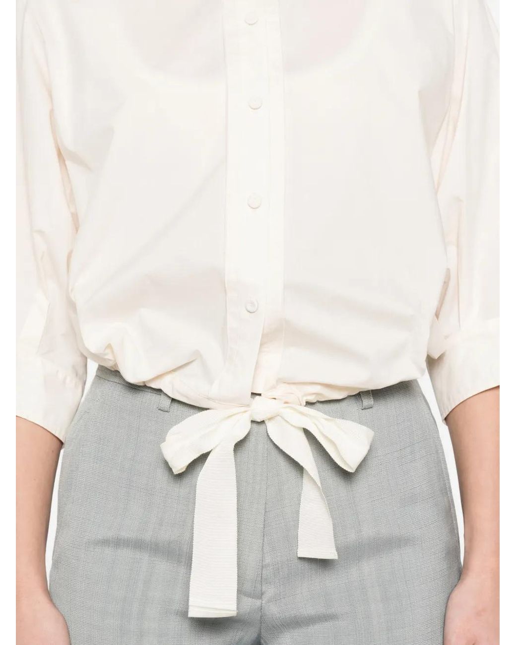 Forte_forte White Drawstring-Hem Shirt