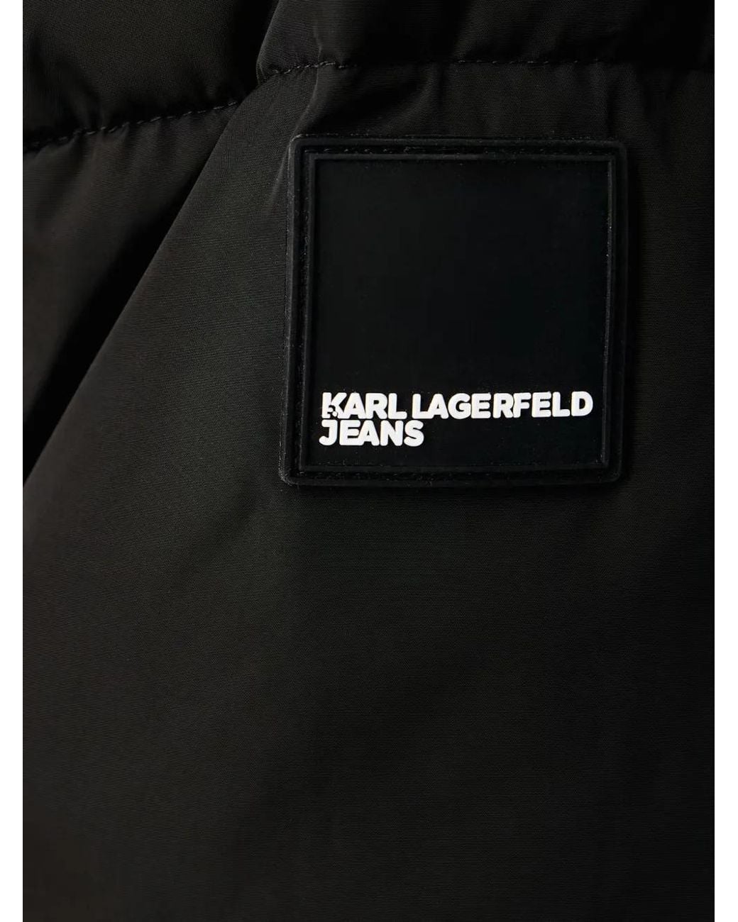 Karl Lagerfeld Black Padded Logo-Print Jacket for men