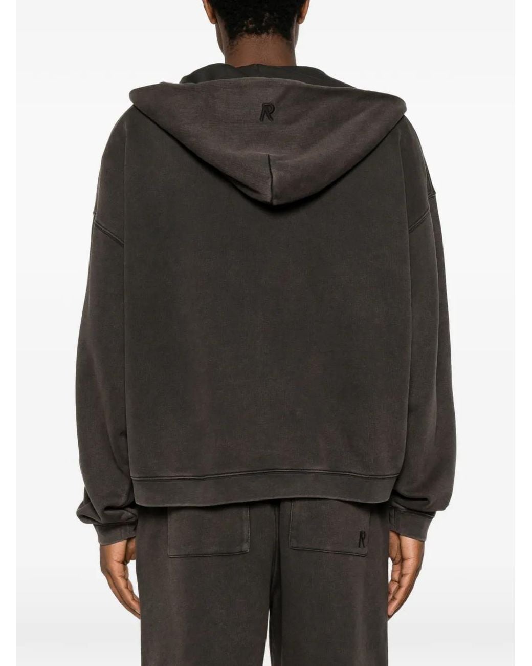 Represent Black Initial Zip-Up Cotton Hoodie