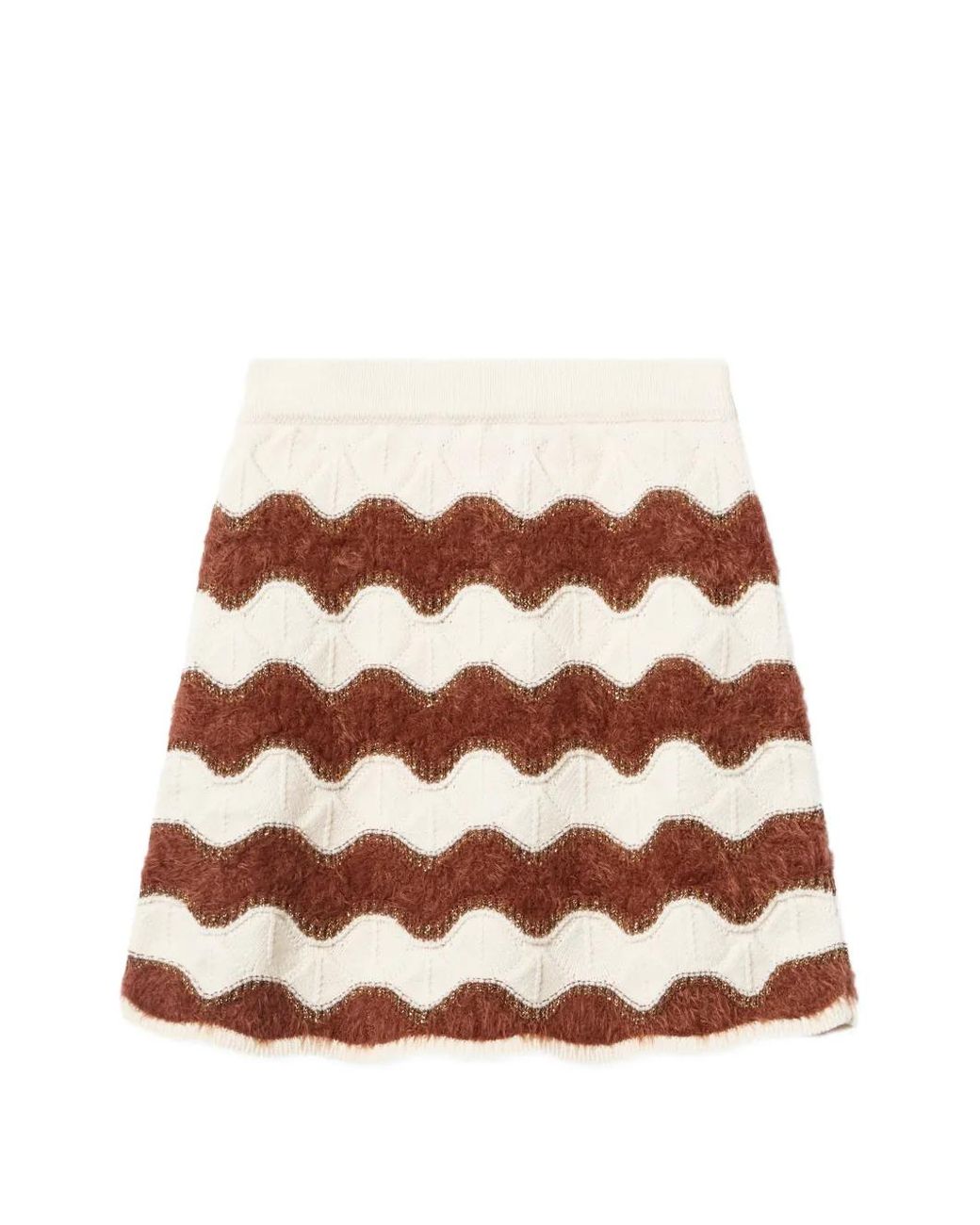 LaDoubleJ Brown Wave Pattern Mini Skirt