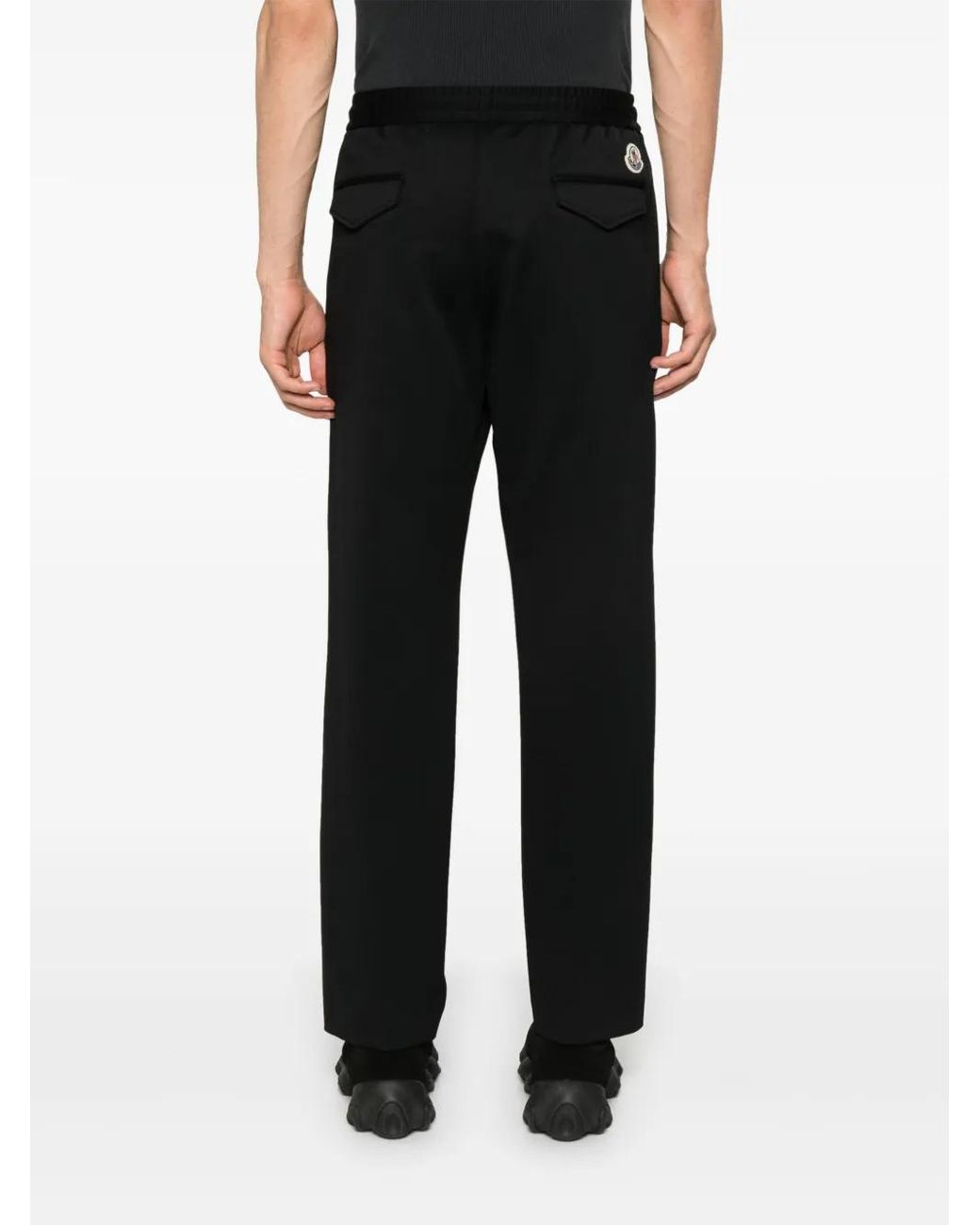 Moncler Black Logo-Patch Drawstring Trousers for men