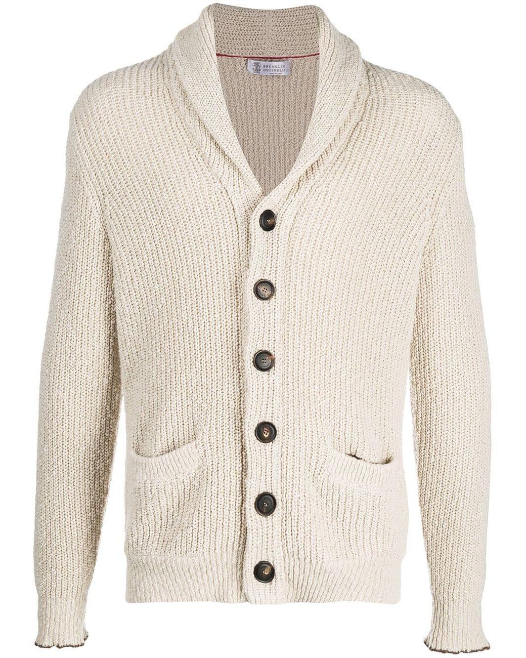 Brunello Cucinelli Cotton Button-down Knit Cardigan in Natural for Men ...