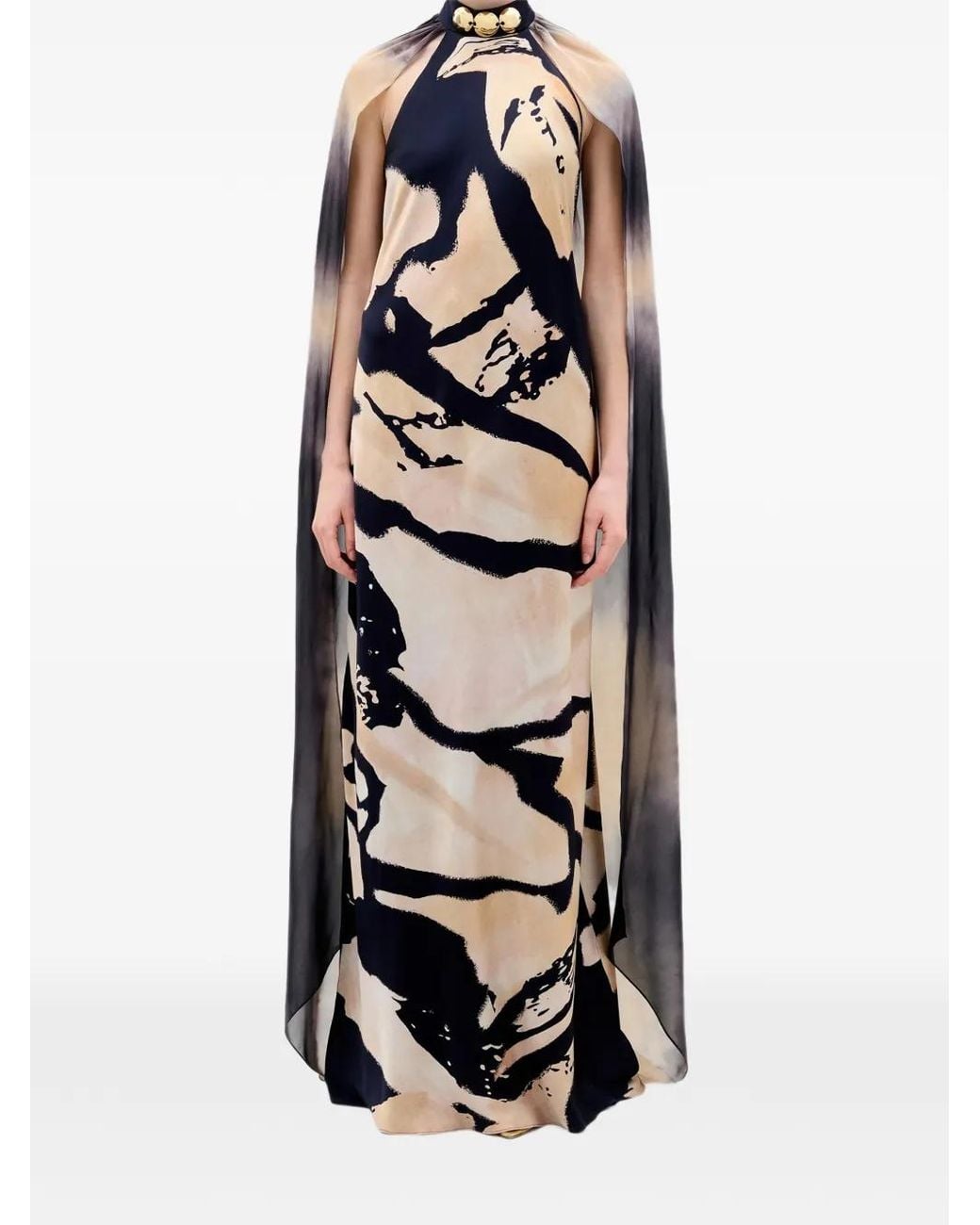Silvia Tcherassi Black Sabina Cape Halterneck Maxi Dress