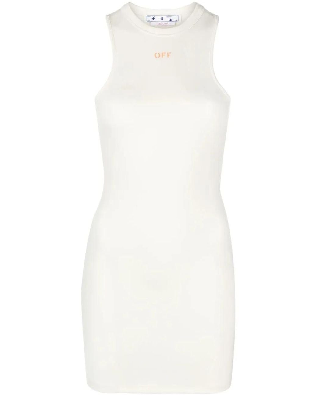 Off-White c/o Virgil Abloh White Sleek Rowing Logo-Print Minidress