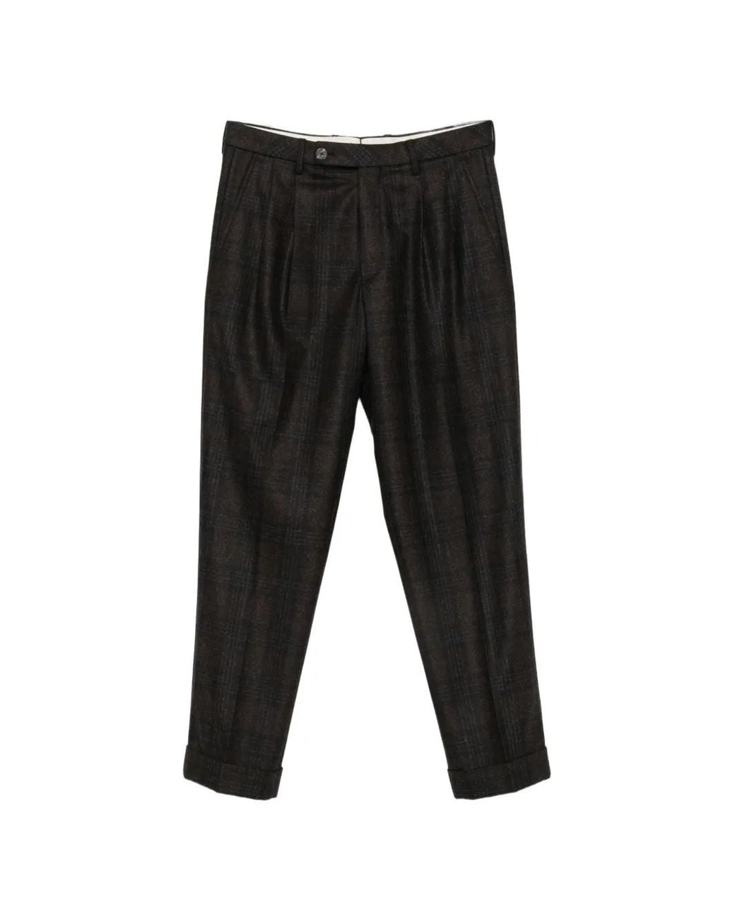 GTA Black Dante Check-Pattern Wool Trousers for men