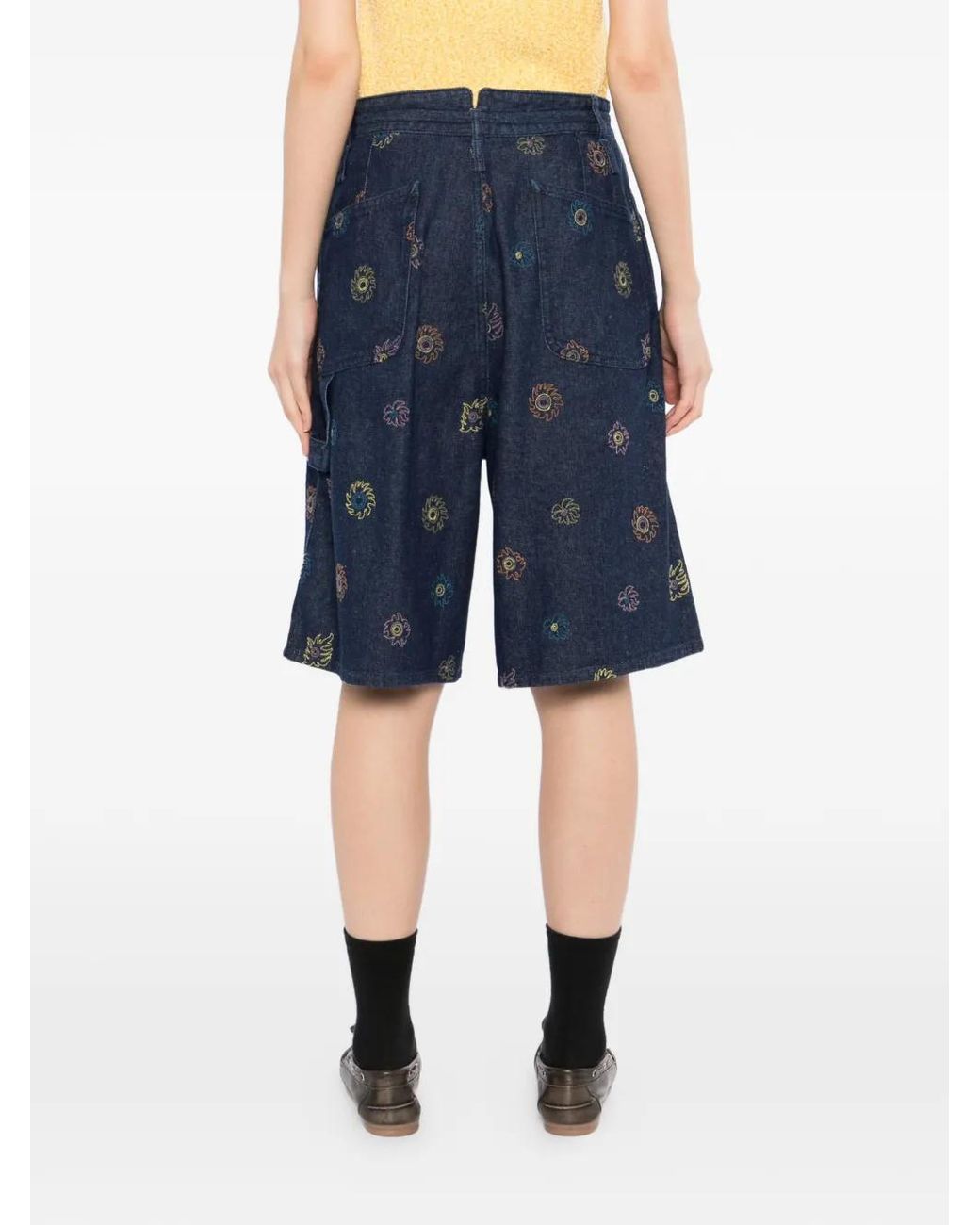 GARCON BY GARCON Blue Floral Denim Shorts