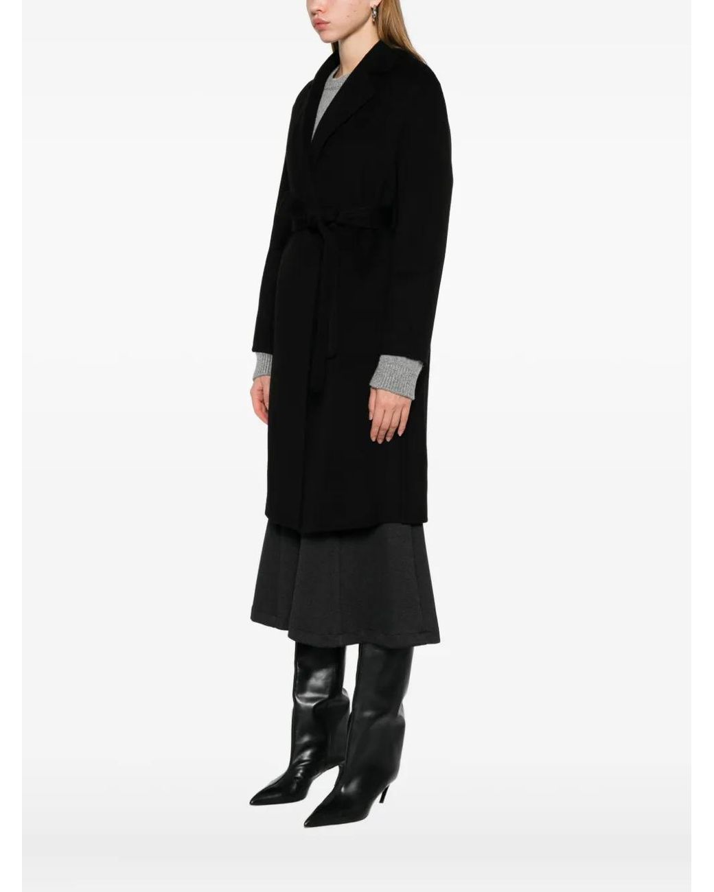 Joseph Black Belted Wool Coat