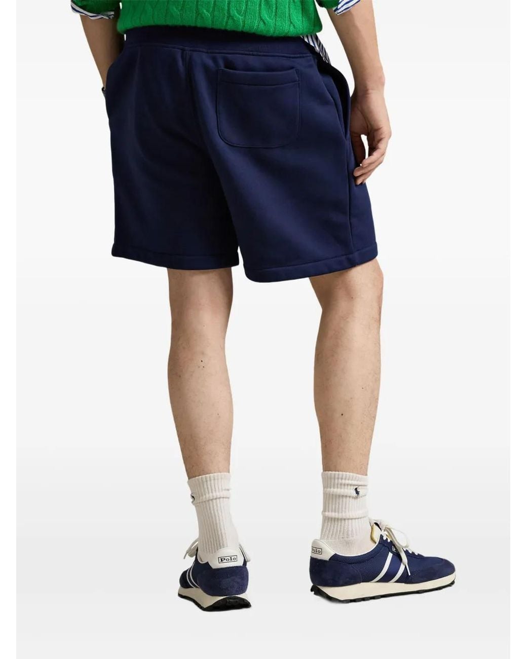 Polo Ralph Lauren Blue Relaxed-Fit Cotton Blend Fleece 15Cm Polo Sport Shorts With Embroidered Logo for men
