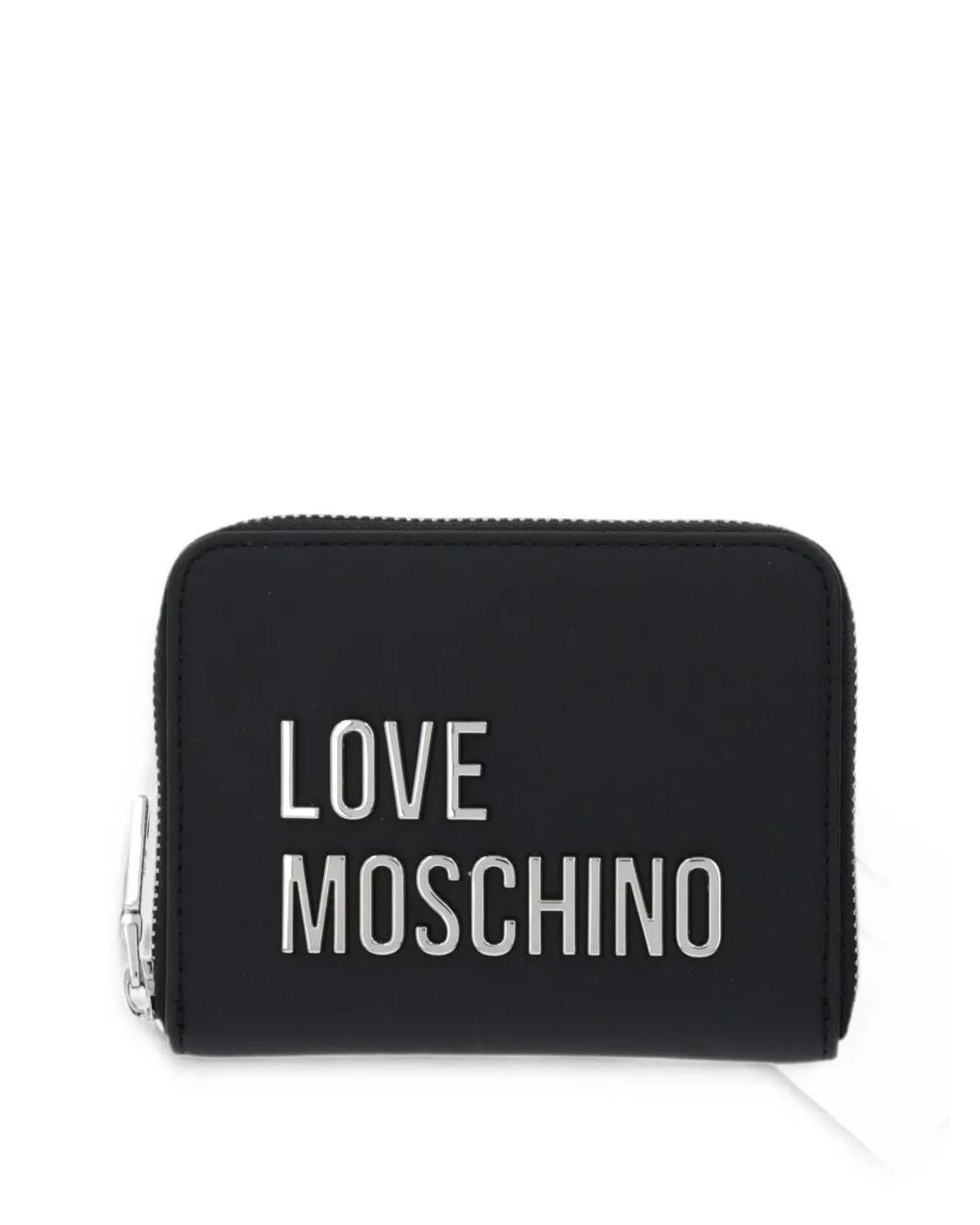 Love Moschino Black Logo-Lettering Zip-Around Wallet