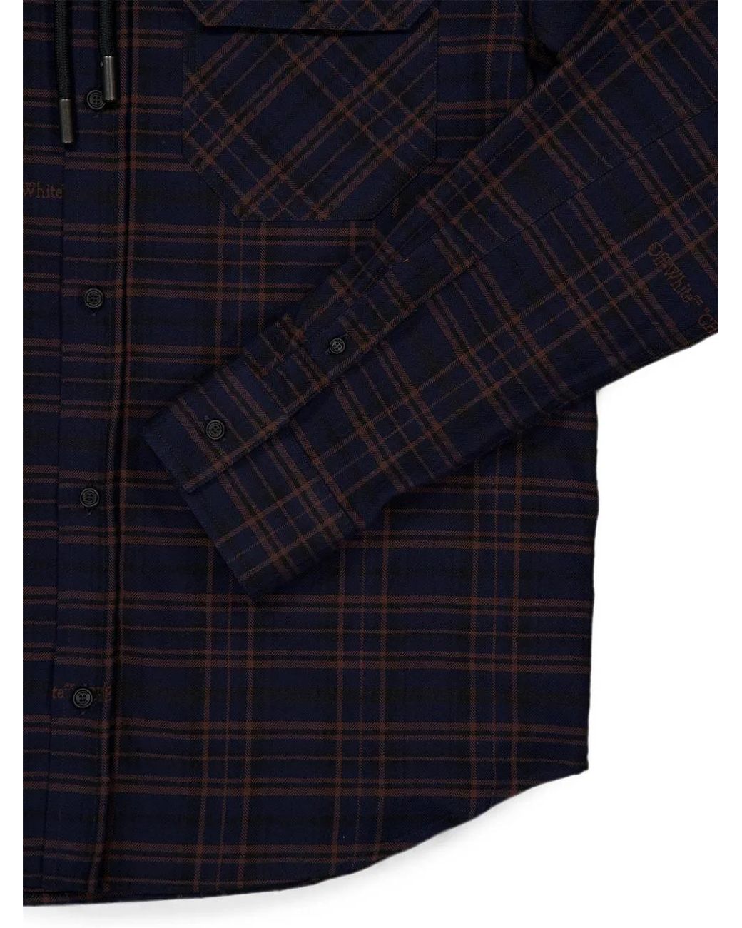 Off-White c/o Virgil Abloh Blue Check Hooded Shirt for men