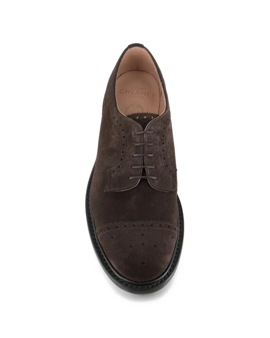 Cheaney Brown Brogue Suede Derby Shoes for men