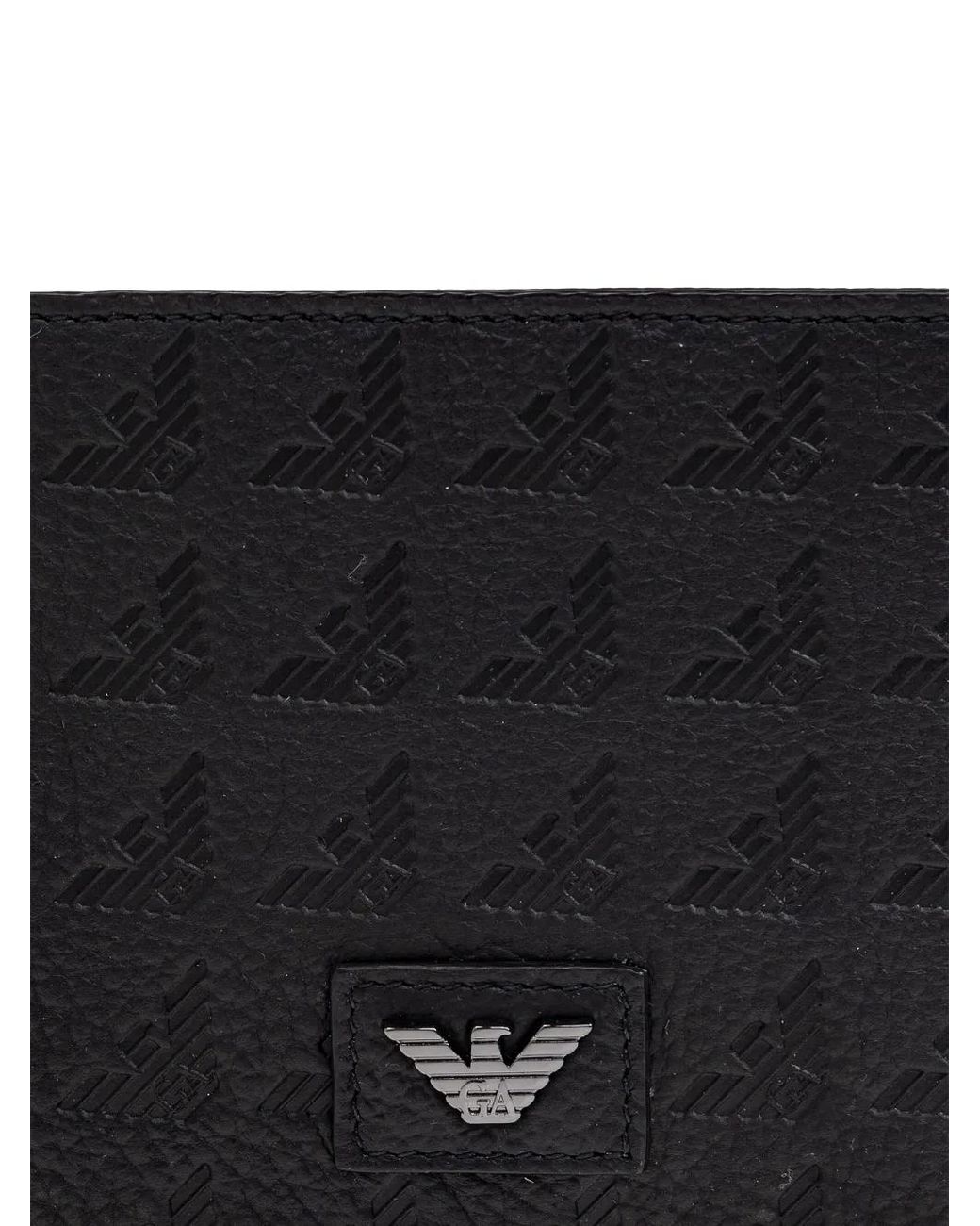 Emporio Armani Black Logo-Debossed Wallet for men