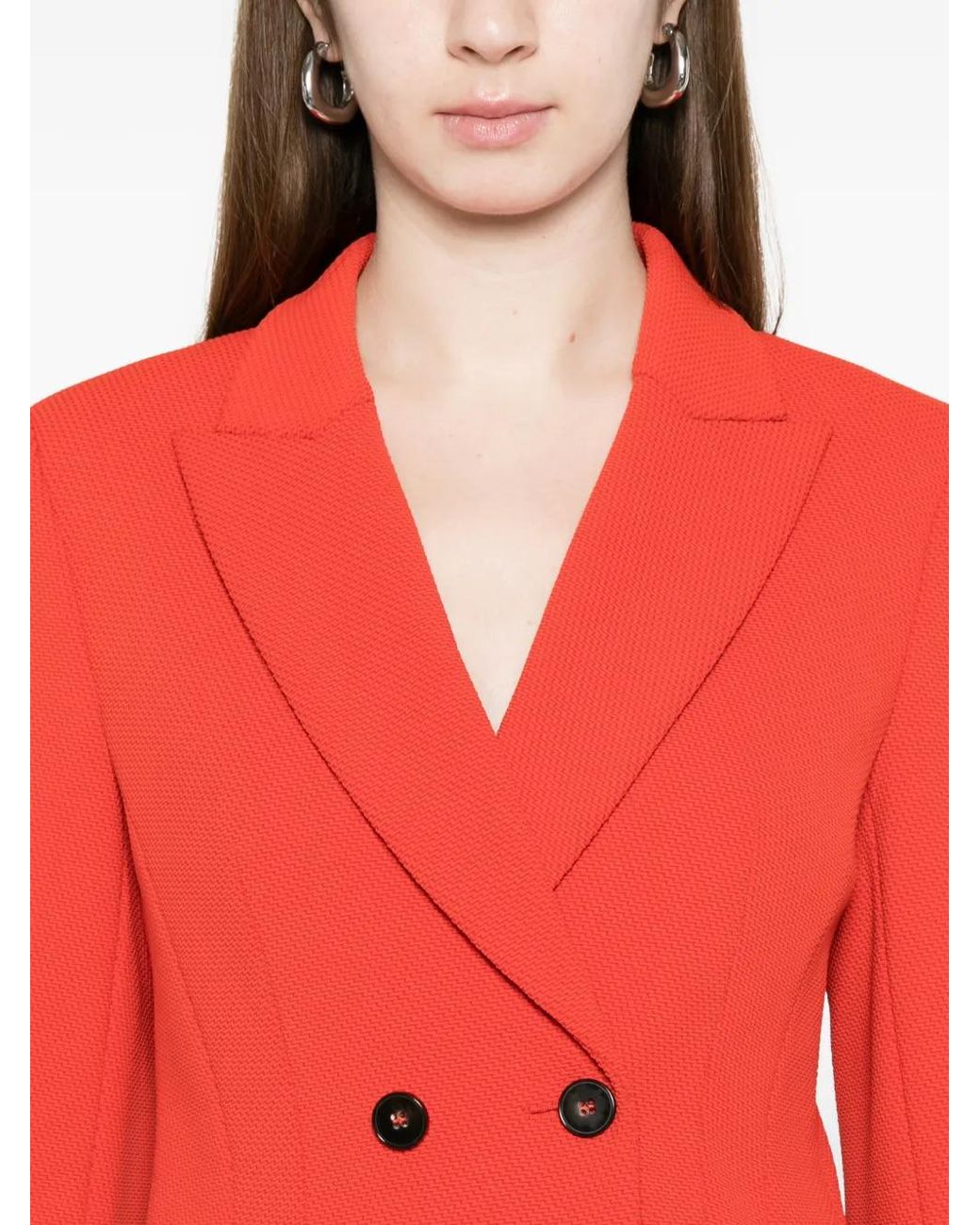 Marc Cain Red Double-Breasted Blazer