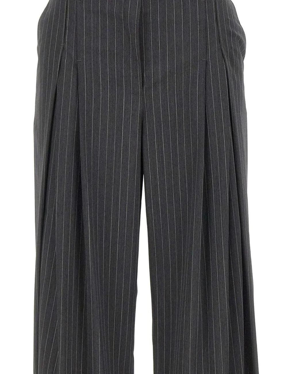 IRO Gray Kalie Pinstripe-Pattern Pleated Trousers