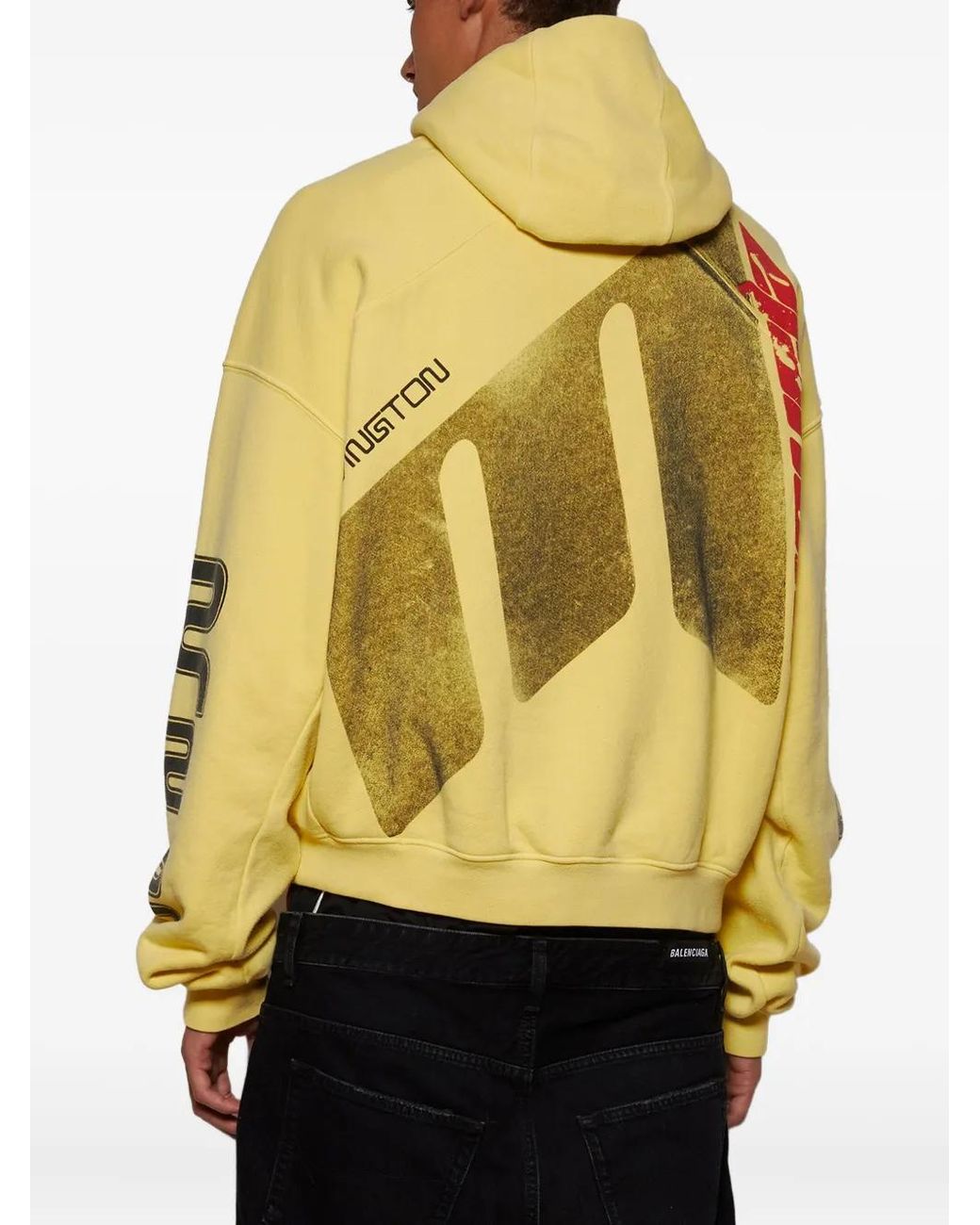 RRR123 Yellow Graphic-Print Hoodie for men
