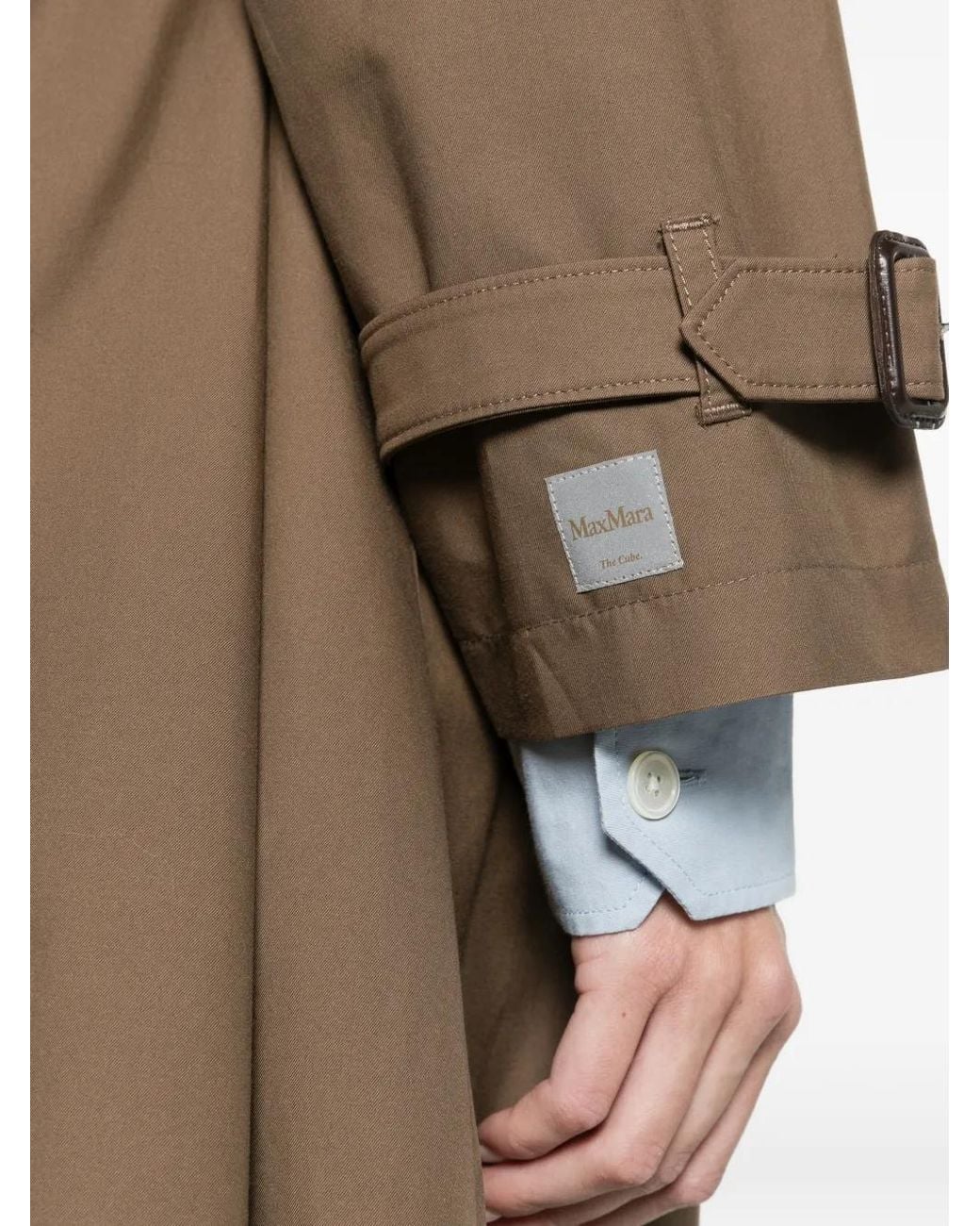 Max Mara Natural Water-Repellent Cotton Twill Midi Trench Coat
