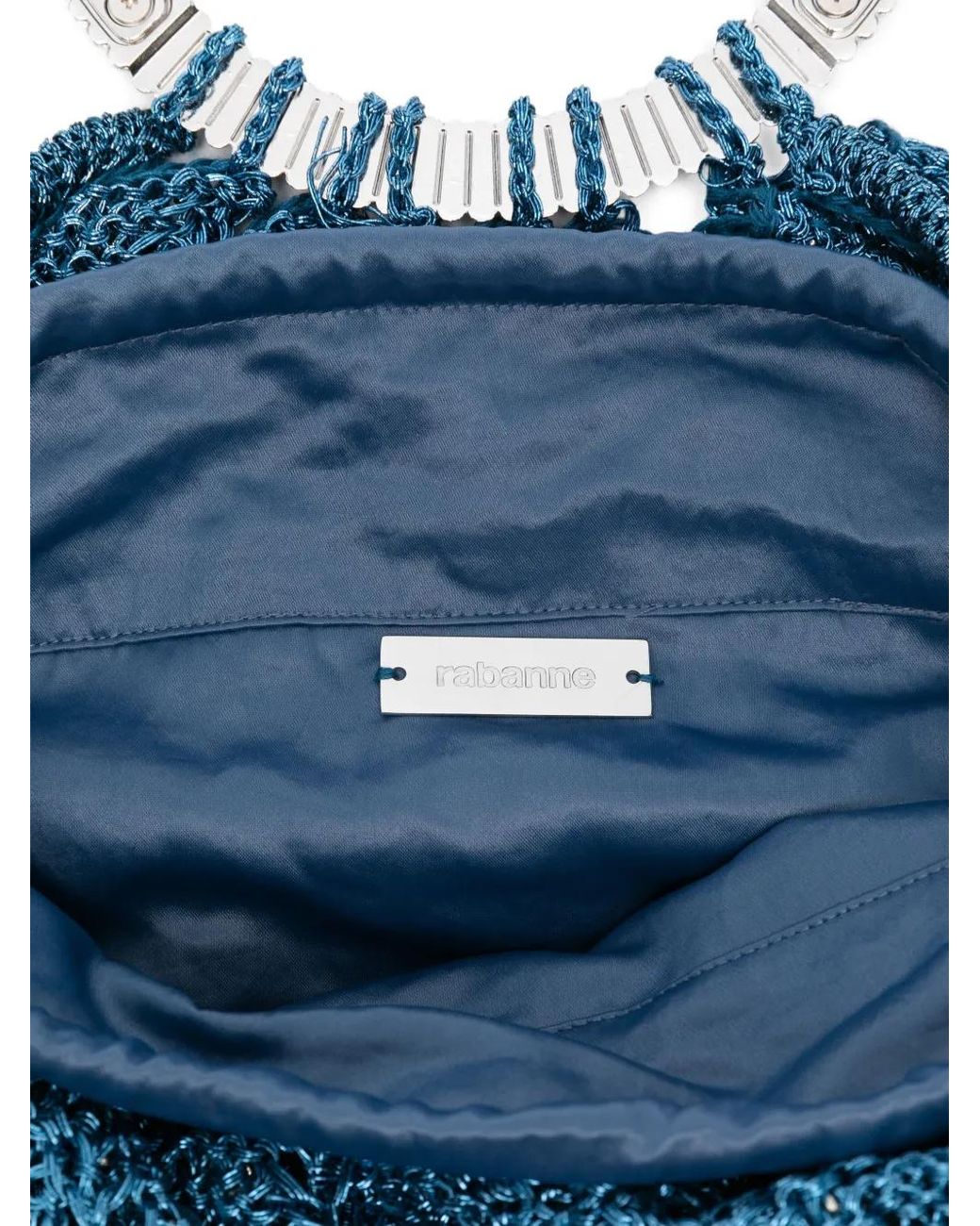 Rabanne Blue Beaded Circular-Handle Tote Bag