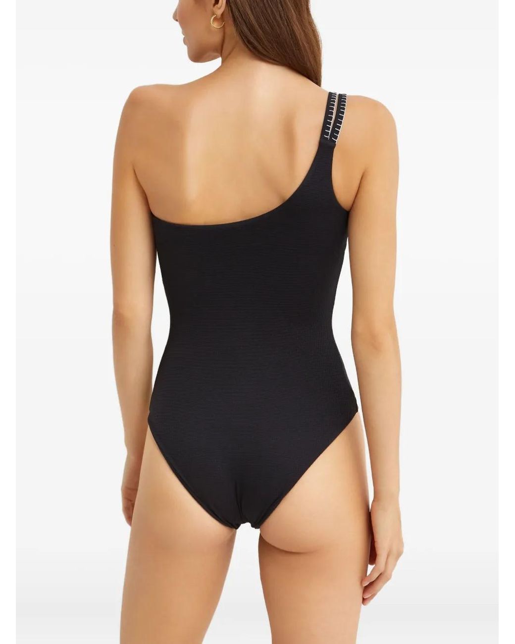 Marysia Swim Black Fauna One-Shoulder Swimsuit