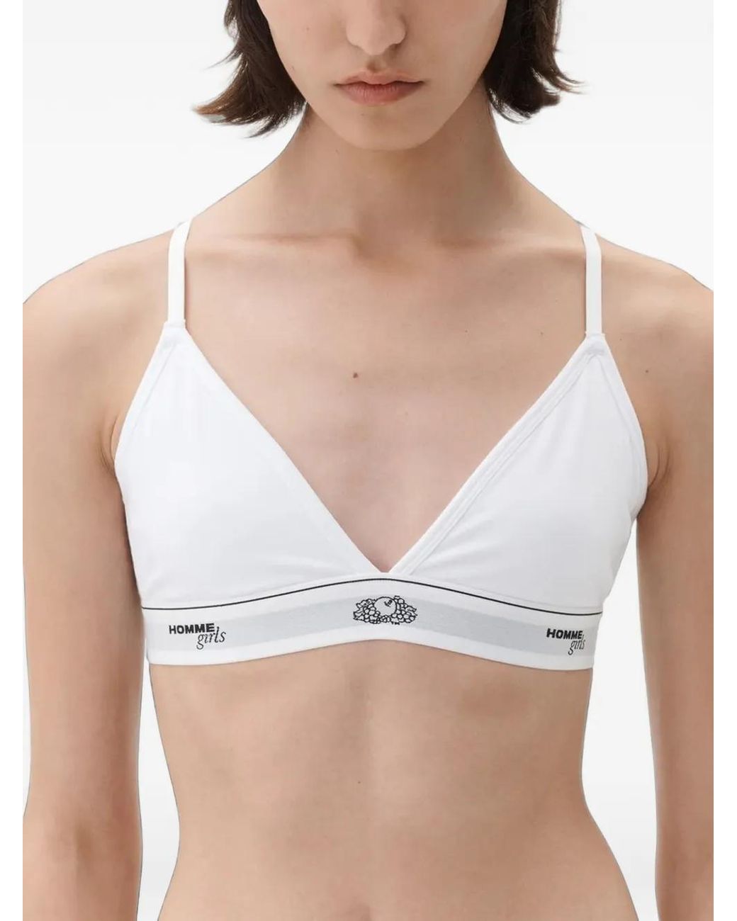 HOMMEGIRLS Blue X Fruit Of The Loom Logo-Underband Triangle Bralettes (Set Of Three)