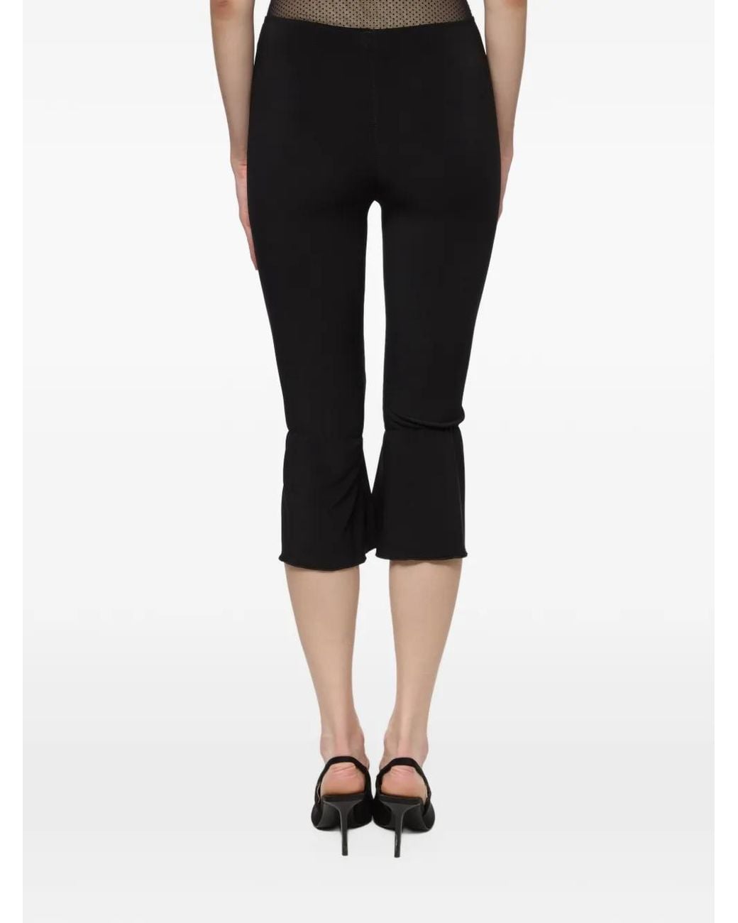 Atu Body Couture Black Ruffled-Hem Capri Pants