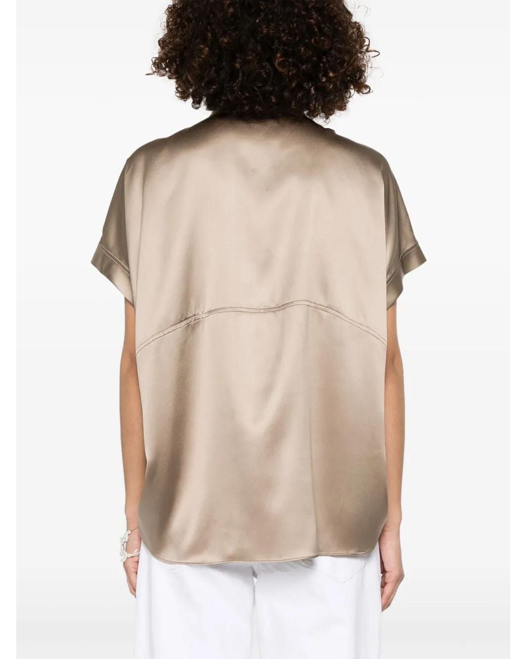 Brunello Cucinelli Satijnen Blouse in het Natural