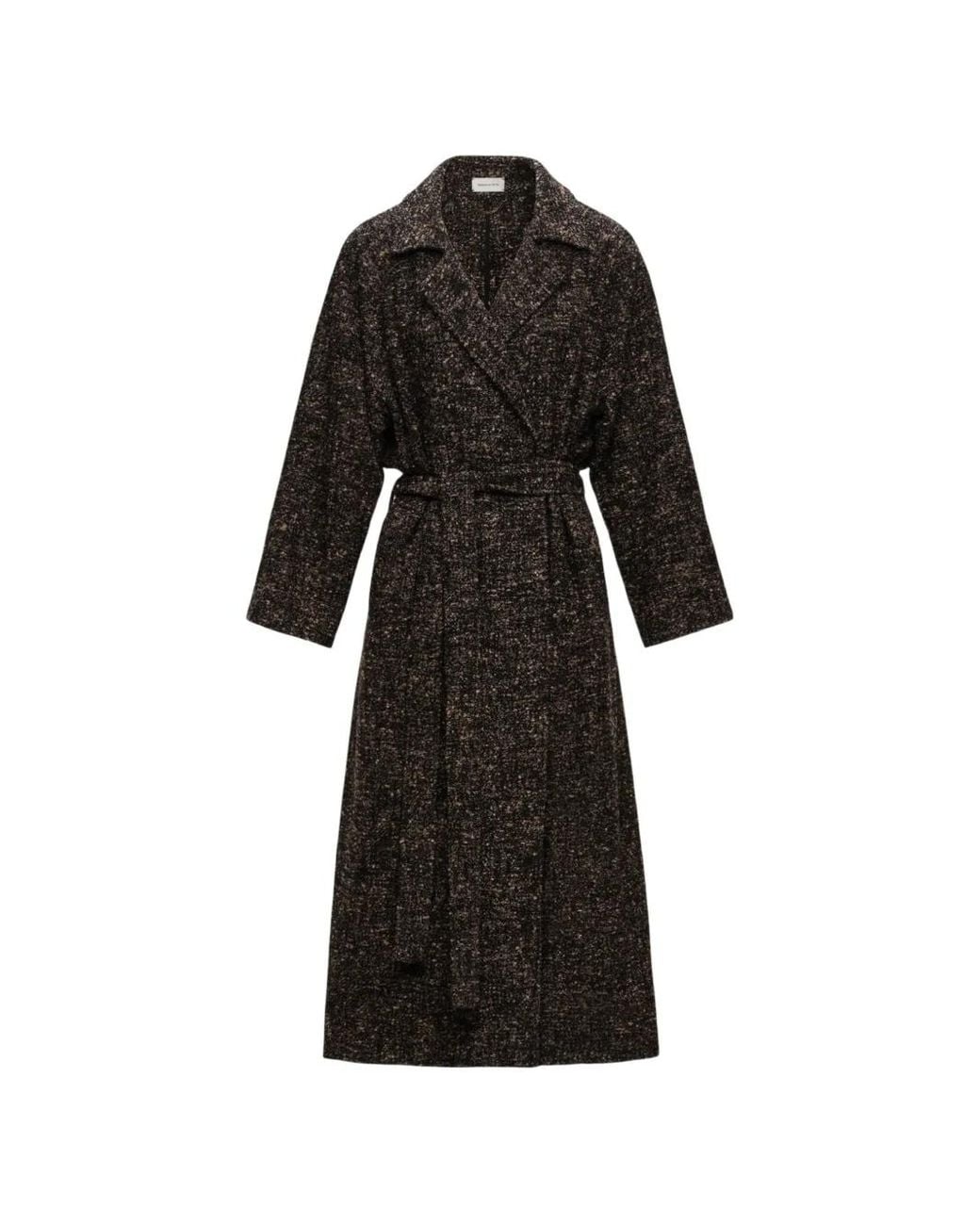Magda Butrym Black Belted Bouclé-Knit Coat