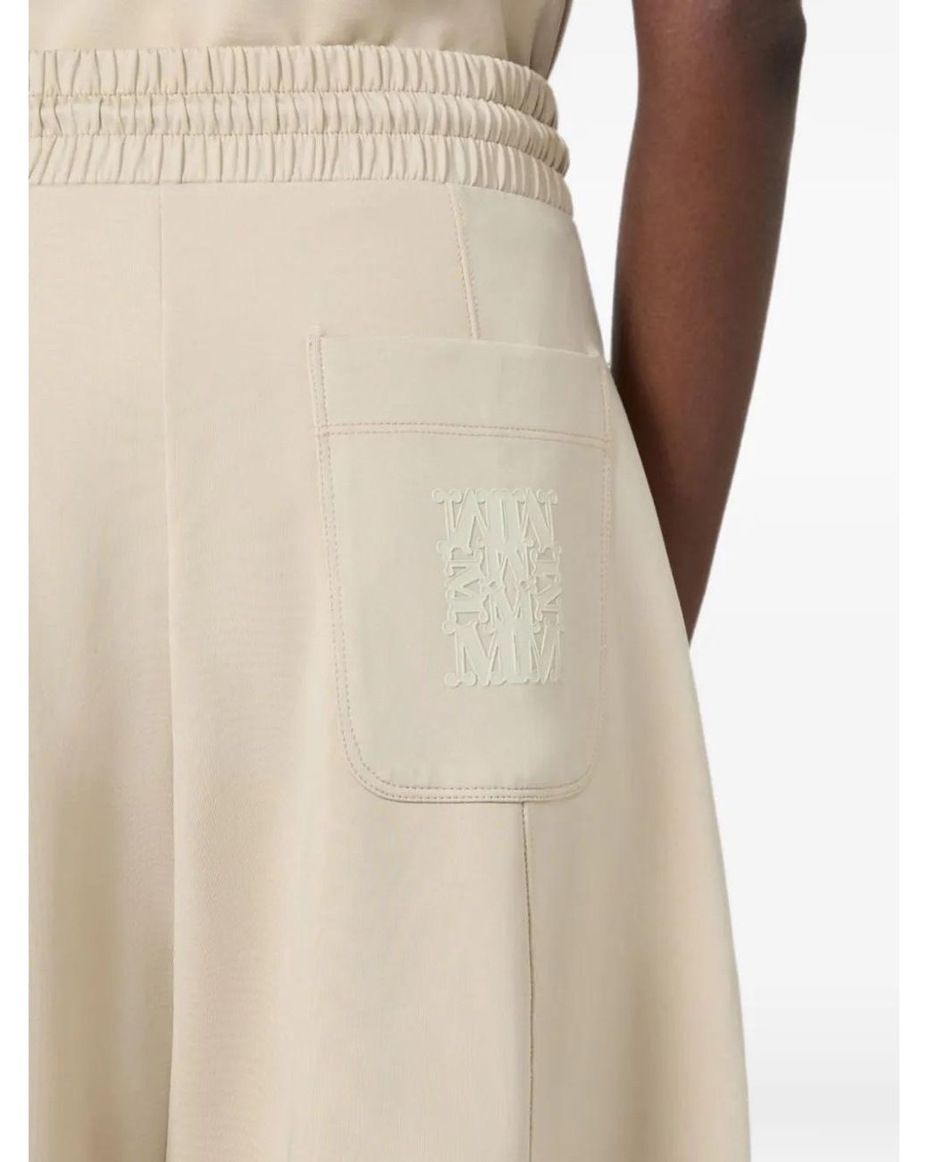 Max Mara White Drawstring Wide-Leg Trousers
