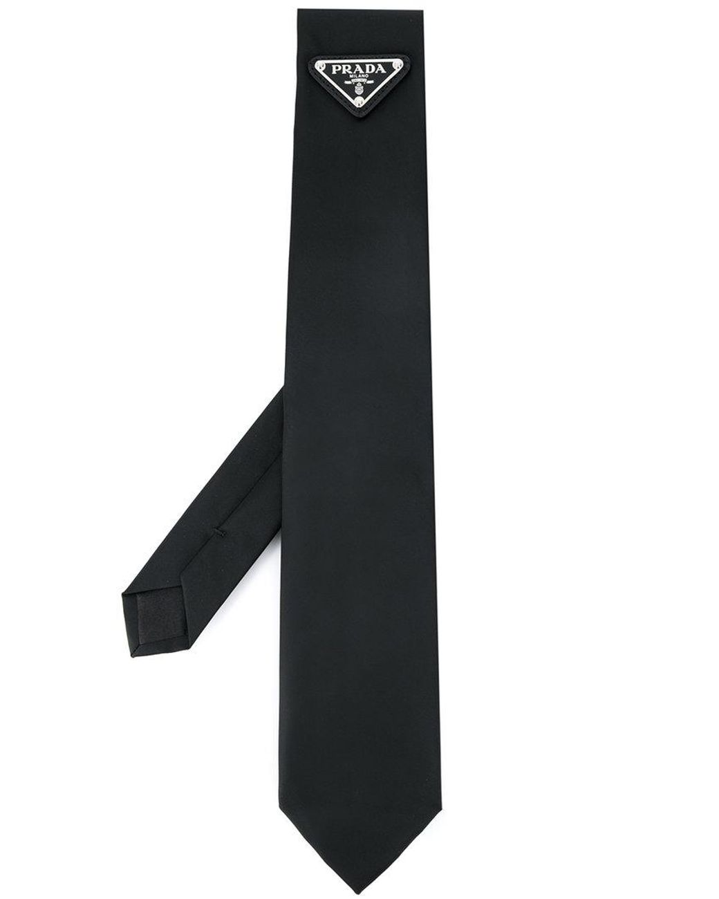 Prada Logo Plate Nylon Tie in Black for Men
