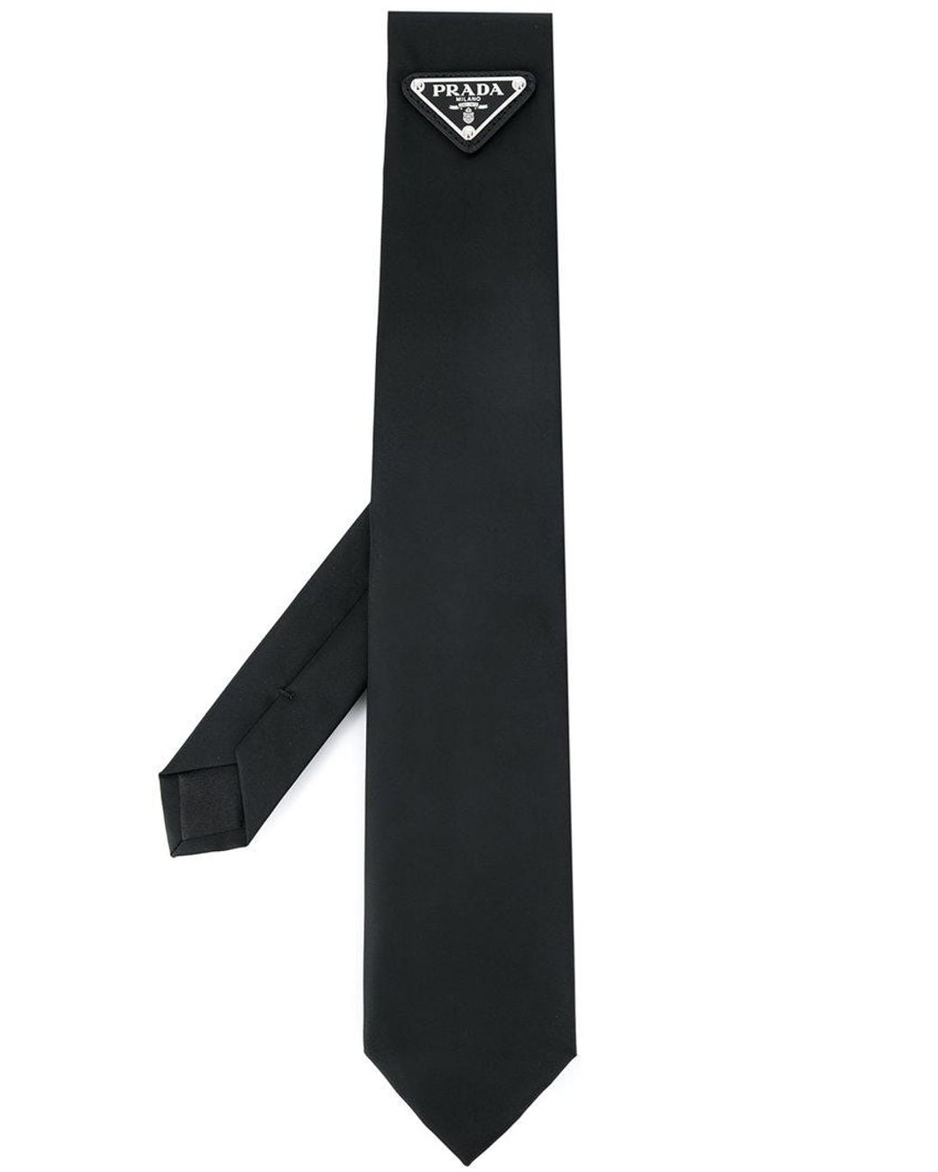 Prada Logo Plaque Tie in Black for Men | Lyst