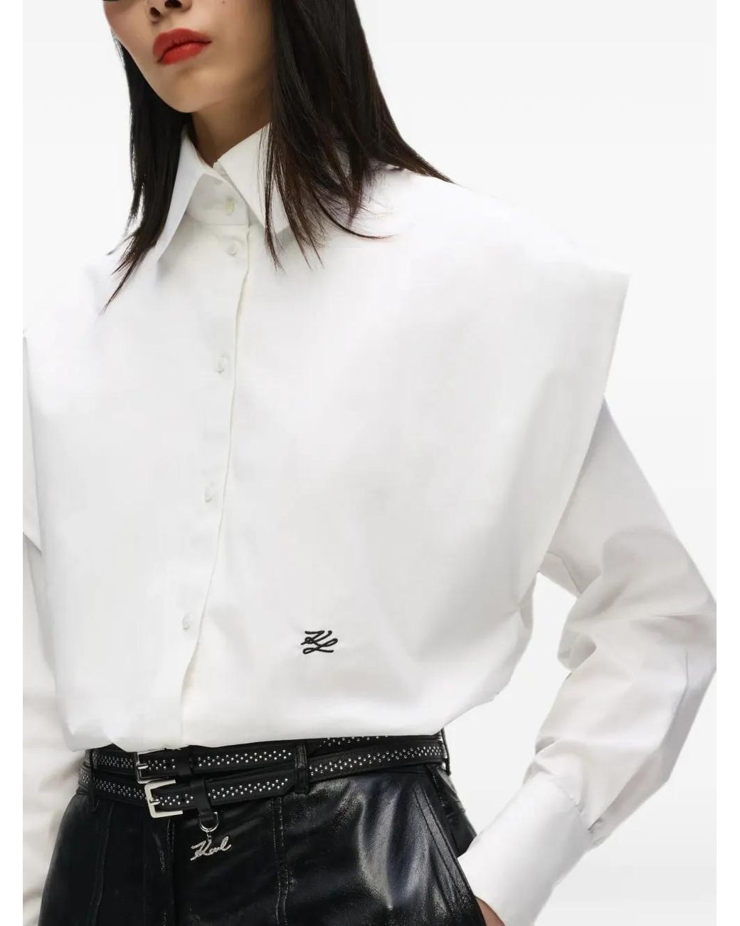 Karl Lagerfeld White Shoulder Detail Shirt