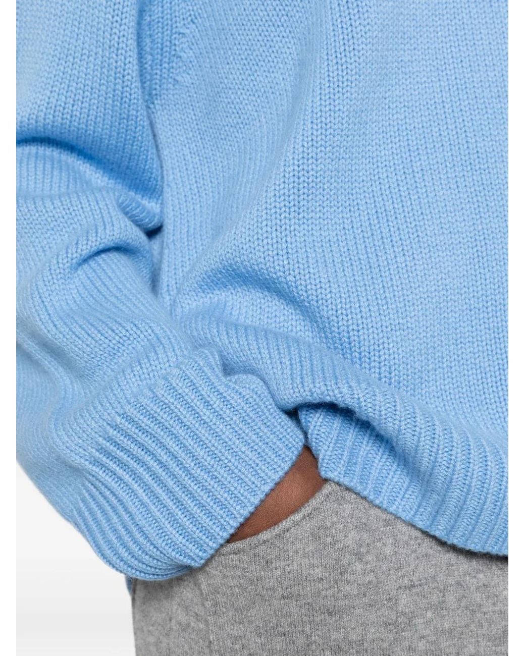 Lisa Yang Blue Ribbed-Knit Crew-Neck Sweater