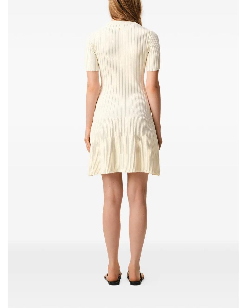 AMI White Knit Mini Godet Dress
