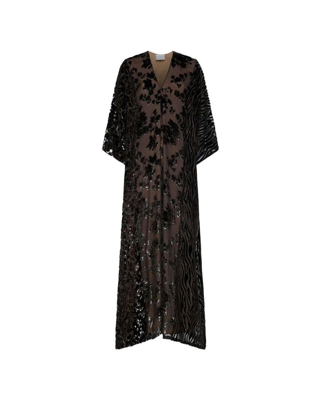 Pierre Louis Mascia Black Sequin-Embellished Velvet-Motif Dress