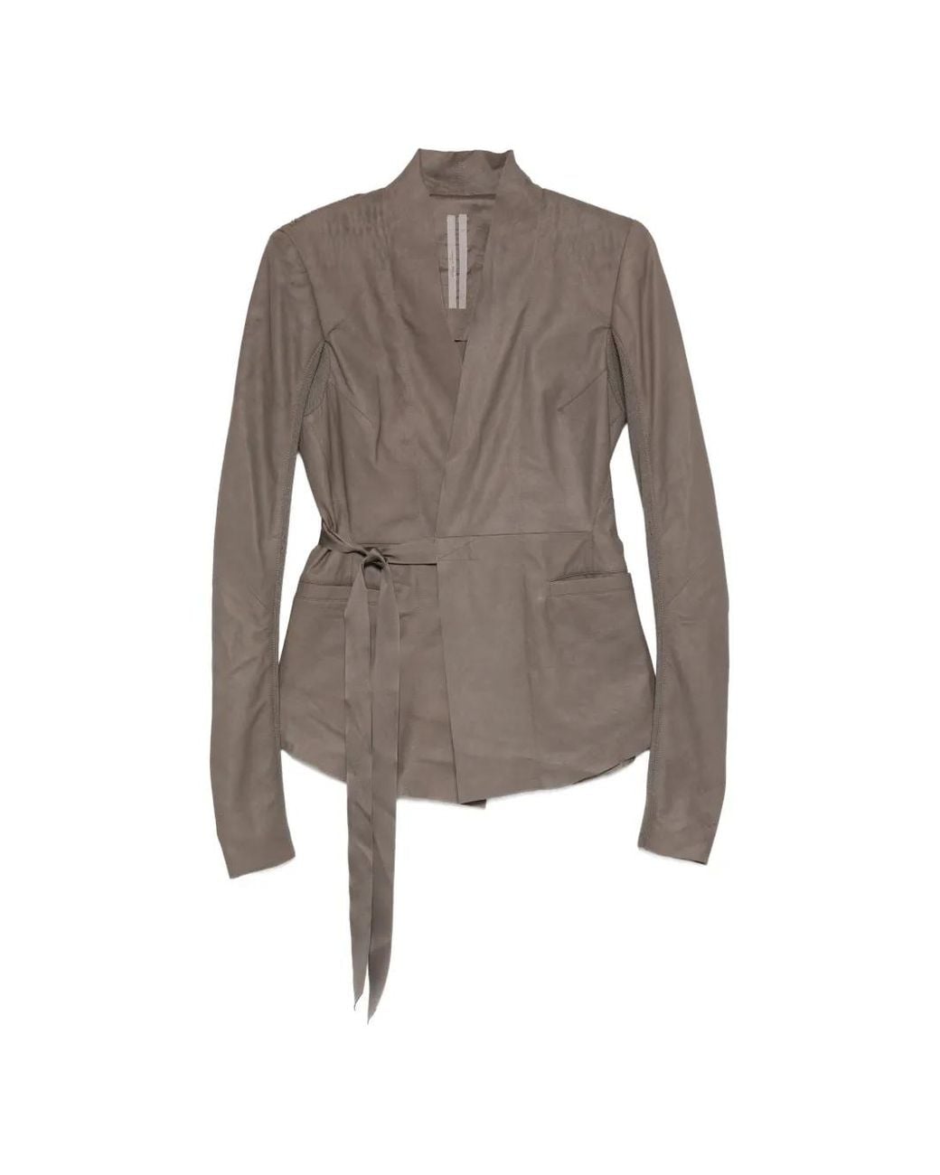 Rick Owens Brown Hollywood Tie-Fastening V-Neck Jacket
