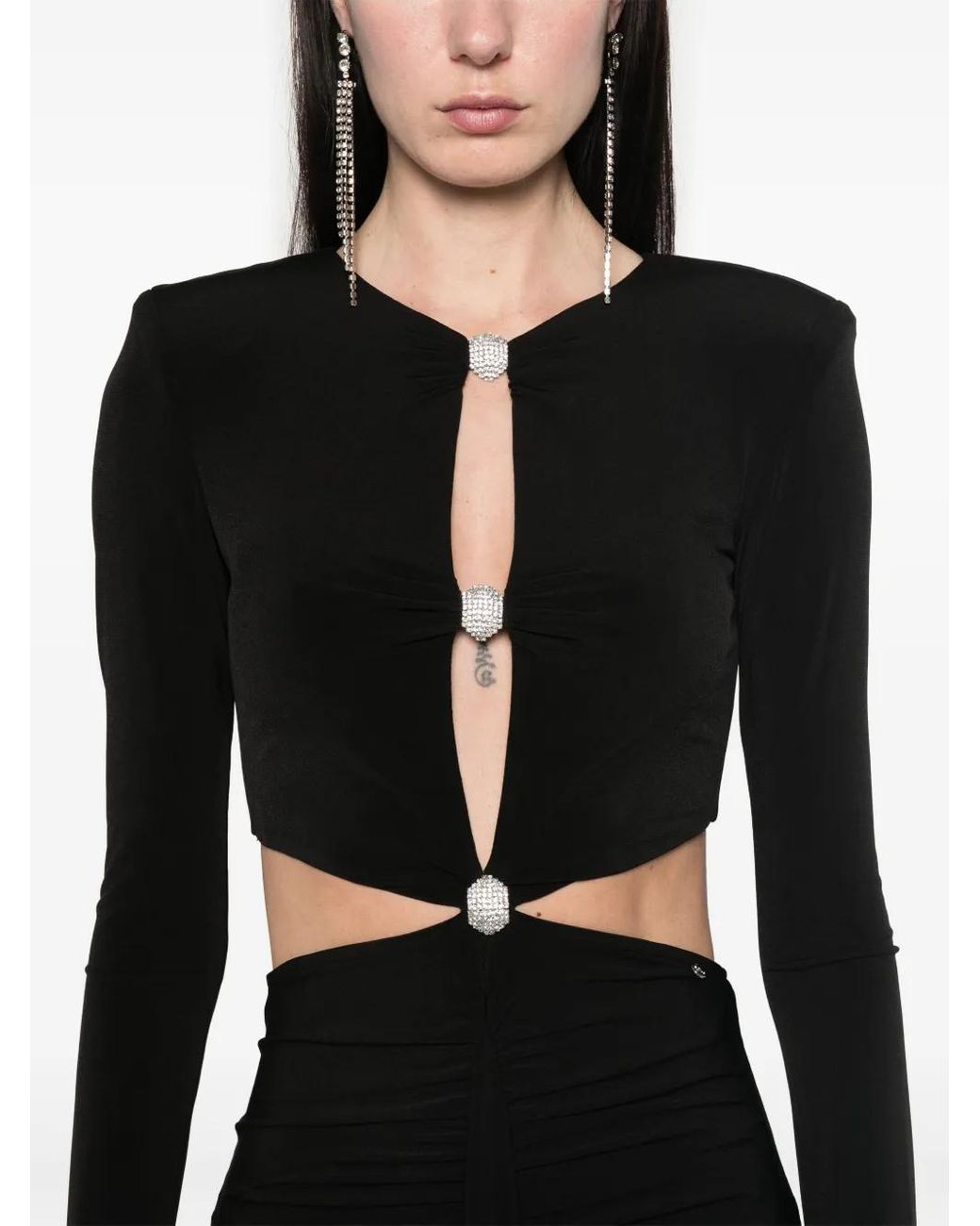 Nissa Black Open-Back Midi Dress
