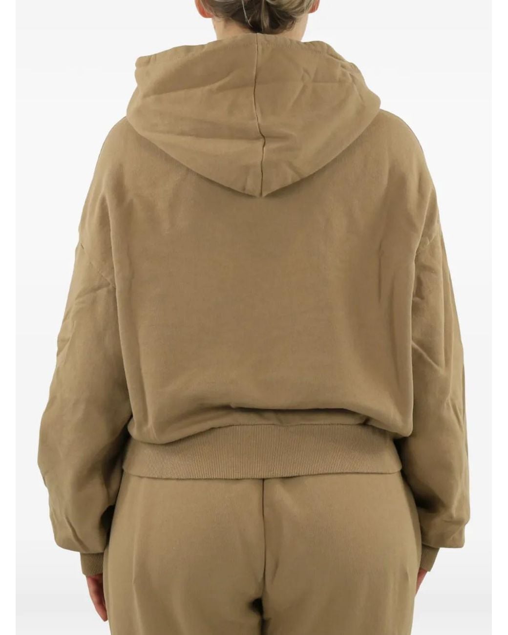Follovers Natural Kylie Logo-Embroidered Cropped Hoodie